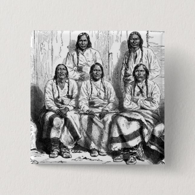 Bóton Quadrado 5.08cm Botão Índios Americanos (Frente)