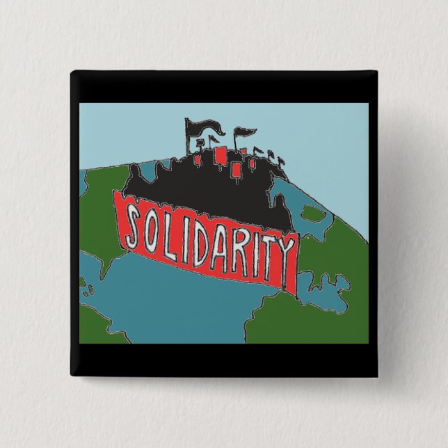 Bóton Quadrado 5.08cm Botão internacional da solidariedade (Frente)