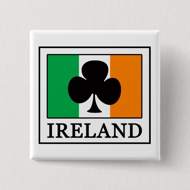 Bóton Quadrado 5.08cm botão Irlanda (Frente)