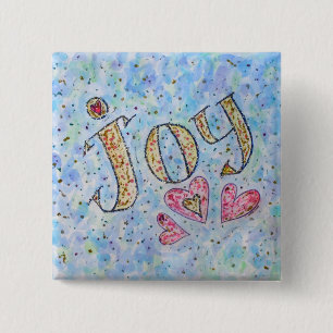 Bóton Quadrado 5.08cm Botão "Joy" de Palavra Inspiracional