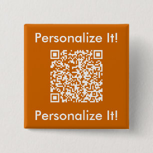 Bóton Quadrado 5.08cm Botão Laranja do Código QR Personalizado