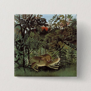 Bóton Quadrado 5.08cm Botão Leão Fome de Rousseau