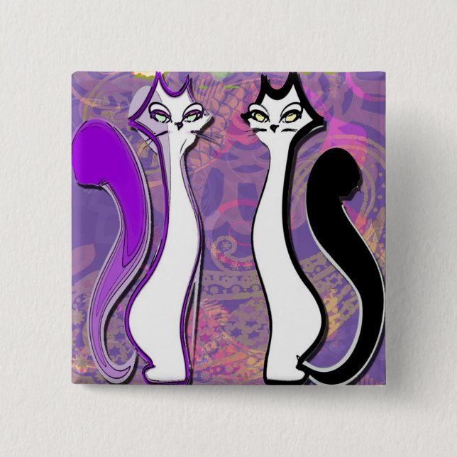 Bóton Quadrado 5.08cm Botão legal de Purrfectly (Frente)