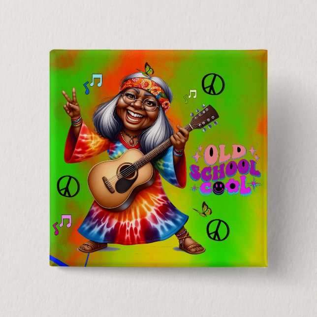 Bóton Quadrado 5.08cm Botão Legal Hippie Colorful-Me (Frente)