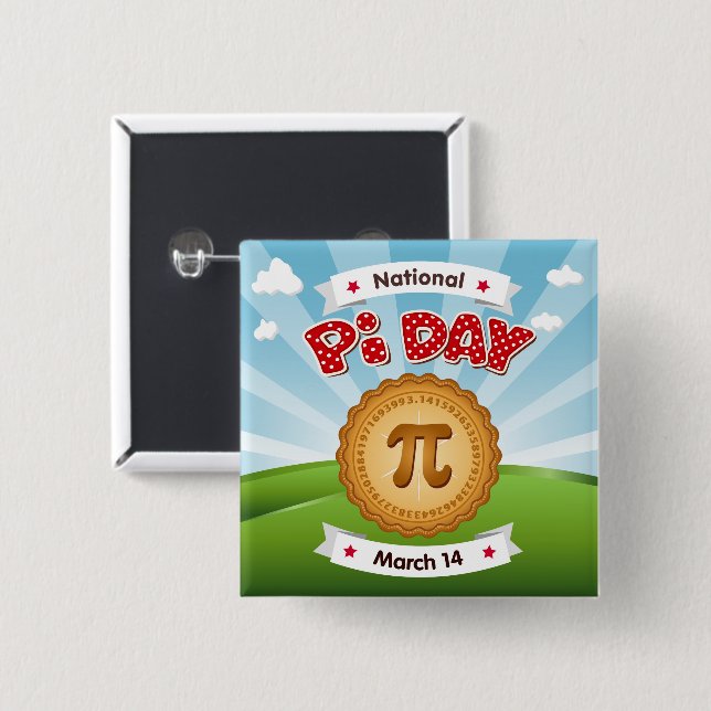 Bóton Quadrado 5.08cm Botão legal Pi Day (Frente & Verso)