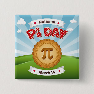 Bóton Quadrado 5.08cm Botão legal Pi Day