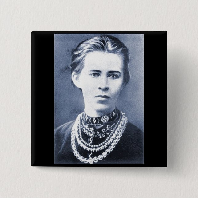 Bóton Quadrado 5.08cm Botão Lesya Ukrajinka (Frente)