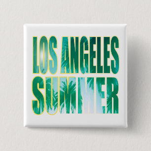 Bóton Quadrado 5.08cm Botão "Los Angeles Summer Letter Green"