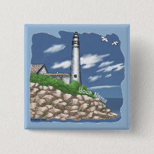 Bóton Quadrado 5.08cm Botão Manitou Lighthouse