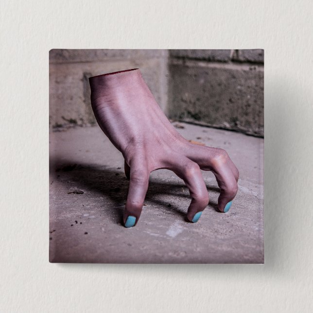 Bóton Quadrado 5.08cm botão Mão Estranha (Frente)