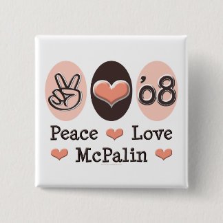 Bóton Quadrado 5.08cm Botão McPalin Peace Love 08