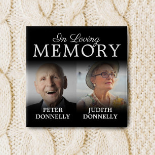 Bóton Quadrado 5.08cm Botão Memorial da Vida Dupla Celebração