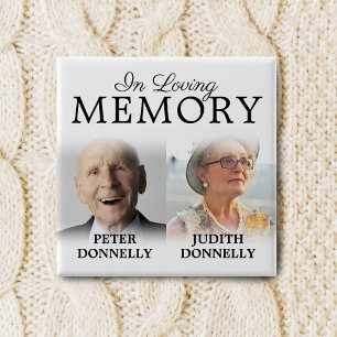 Bóton Quadrado 5.08cm Botão Memorial da Vida Dupla Celebração