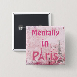 Bóton Quadrado 5.08cm Botão Mentally In Paris