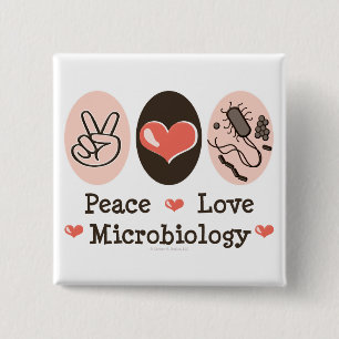 Bóton Quadrado 5.08cm Botão Microbiologia Peace Love