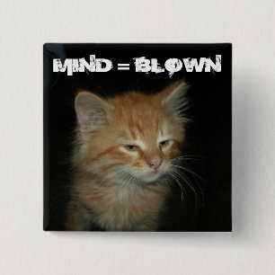 Bóton Quadrado 5.08cm Botão "MIND = BLOWN" do gatinho