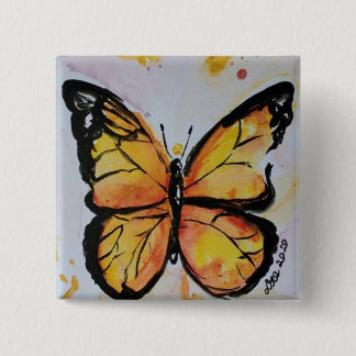 Bóton Quadrado 5.08cm Botão Monarch Butterfly