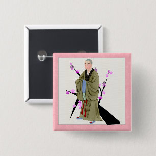 Bóton Quadrado 5.08cm Botão Monk Budista