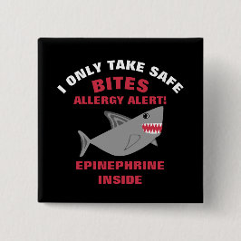 Bóton Quadrado 5.08cm Botão múltiplo do tubarão do alerta da alergia de