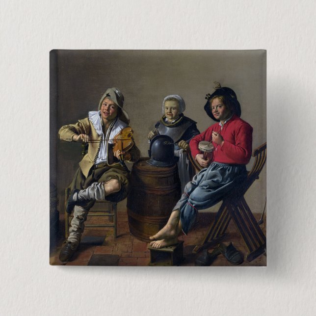 Bóton Quadrado 5.08cm Botão "Música de Fazer" de Molenaer (Frente)