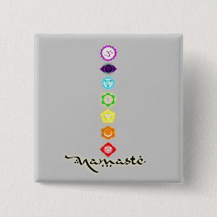 Bóton Quadrado 5.08cm Botão Namaste Chakras