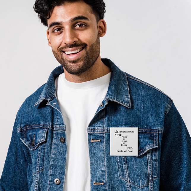 Bóton Quadrado 5.08cm Botão no Design ou Carregamento de Foto (Button Your Design or Photo Upload)