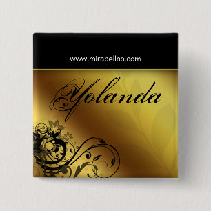 Bóton Quadrado 5.08cm Botão Nome de etiqueta de Salão Borboleta de ouro 