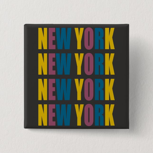 Bóton Quadrado 5.08cm Botão Nova York (Frente)