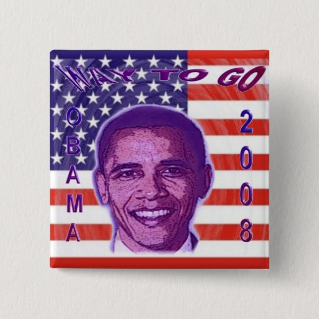 Bóton Quadrado 5.08cm Botão OBAMA 2008 (Frente)