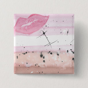 Bóton Quadrado 5.08cm Botão Orgulho Lésbico do Lipstick