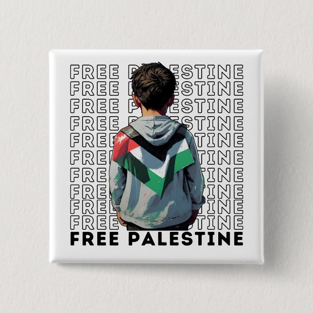 Bóton Quadrado 5.08cm Botão Palestina Livre (Frente)
