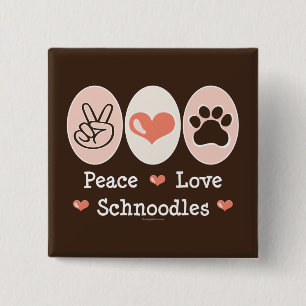 Bóton Quadrado 5.08cm Botão Peace Love Schnoodles