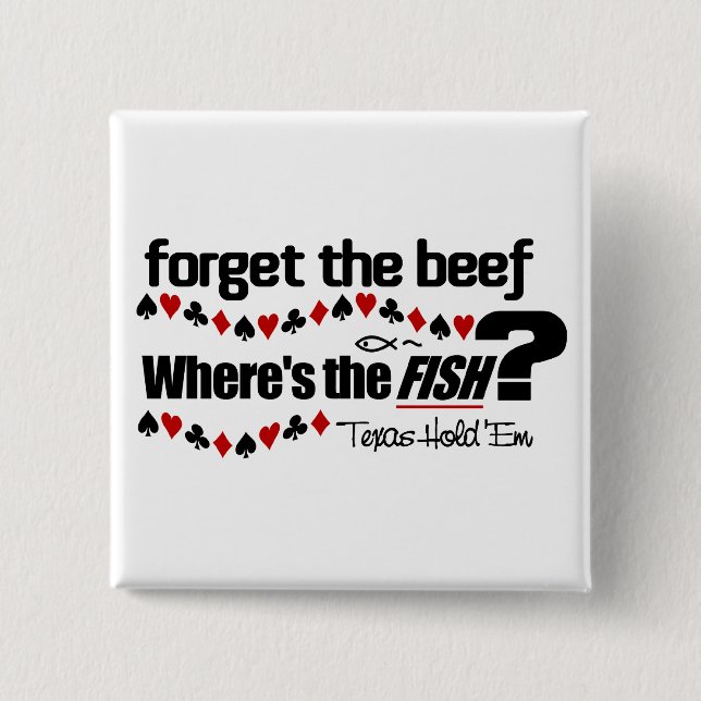 Bóton Quadrado 5.08cm Botão Peixe Poker (Frente)