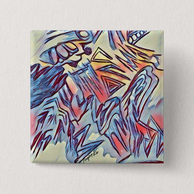 Bóton Quadrado 5.08cm Botão Pensamentos Esgotados (Frente)