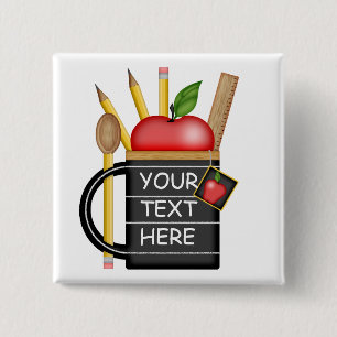 Bóton Quadrado 5.08cm Botão Personalizado da Apple Mug do Professor