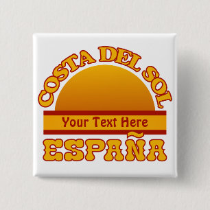 Bóton Quadrado 5.08cm Botão personalizado da espanha Costa Del Sol
