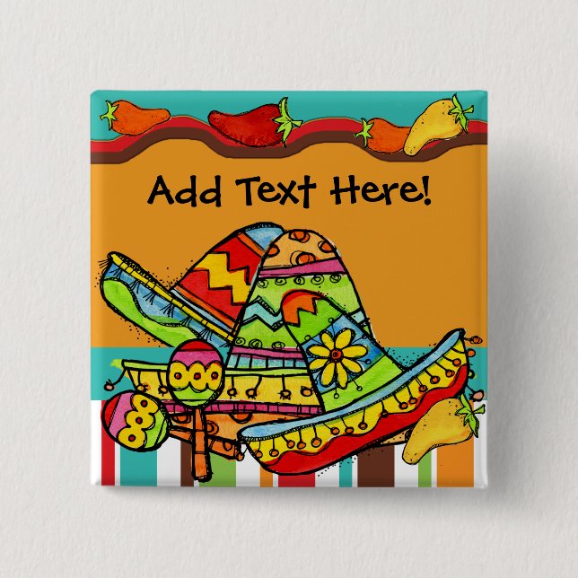 Bóton Quadrado 5.08cm Botão personalizado da festa (Frente)