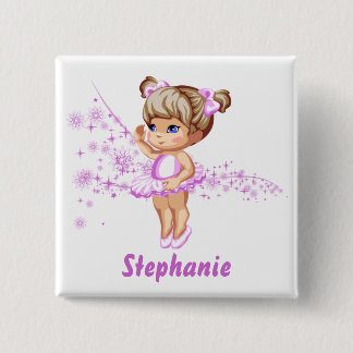 Bóton Quadrado 5.08cm Botão personalizado de Pinback da bailarina menina