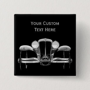 Bóton Quadrado 5.08cm botão personalizado do carro vintage