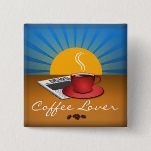 Bóton Quadrado 5.08cm Botão Personalizado Quadrado do Café Café Lover