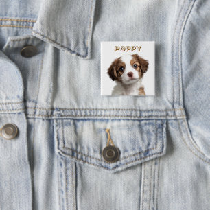 Bóton Quadrado 5.08cm Botão Personalizar Foto e Nome do Cão