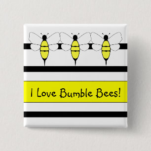 Bóton Quadrado 5.08cm Botão Personalizável do Bumble Bee