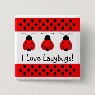 Bóton Quadrado 5.08cm Botão Personalizável do Ladybug Cute