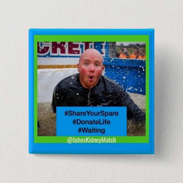 Bóton Quadrado 5.08cm Botão Pesquisa do Doador Vivendo (Frente)