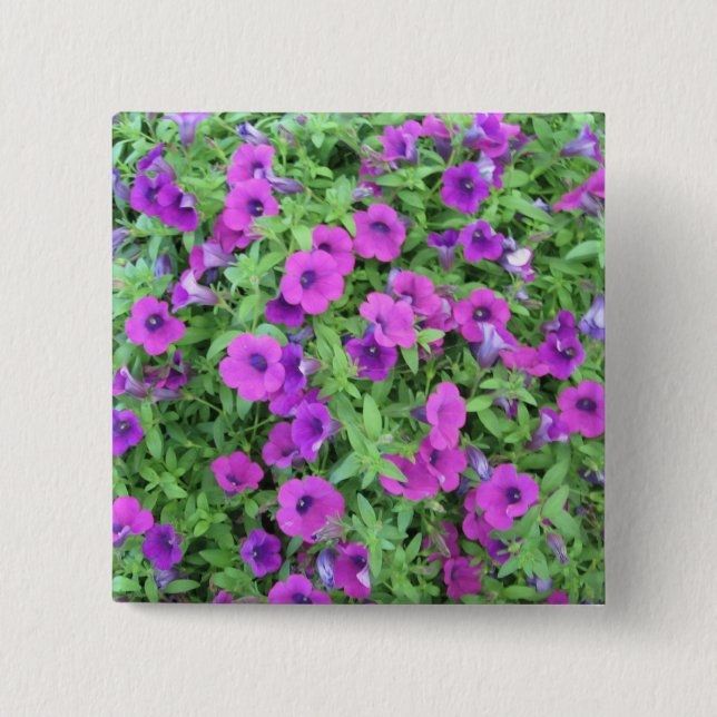 Bóton Quadrado 5.08cm Botão Petunias Roxo (Frente)