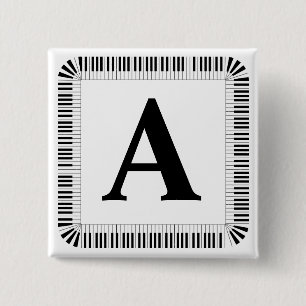 Bóton Quadrado 5.08cm Botão Piano Keys Monograma Pianista Player