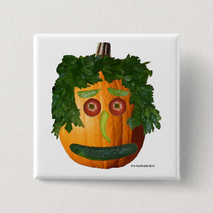 Bóton Quadrado 5.08cm Botão Pin-back Quadrado da Cara de Pumpkin Sem Co