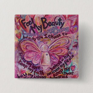 Bóton Quadrado 5.08cm Botão Pin Personalizado de Poema de Cancer Anjo R