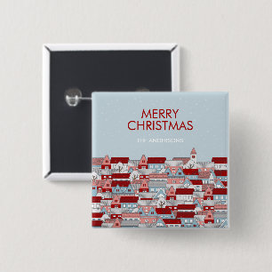 Bóton Quadrado 5.08cm Botão Pinback de Natal Holiday