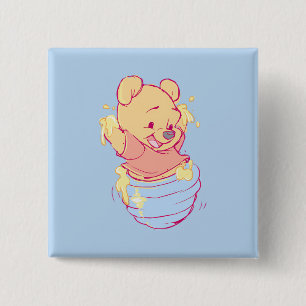 Bóton Quadrado 5.08cm Botão Pooh